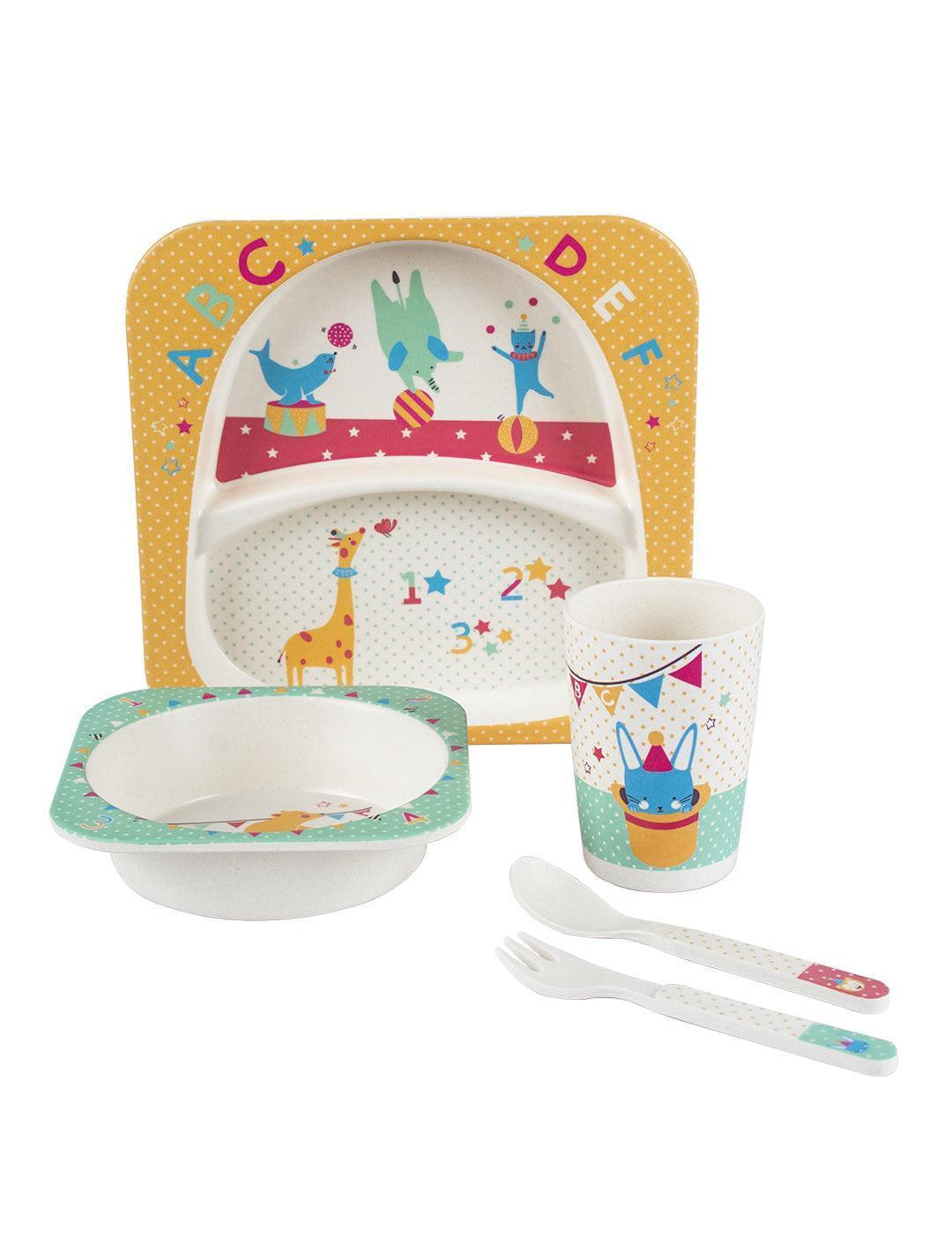 Market99 Children'S Pastel Dinner Set 1 Plate, 1 Bowl, 1 Tumbler, 1 Fork & 1 Spoon - MARKET 99