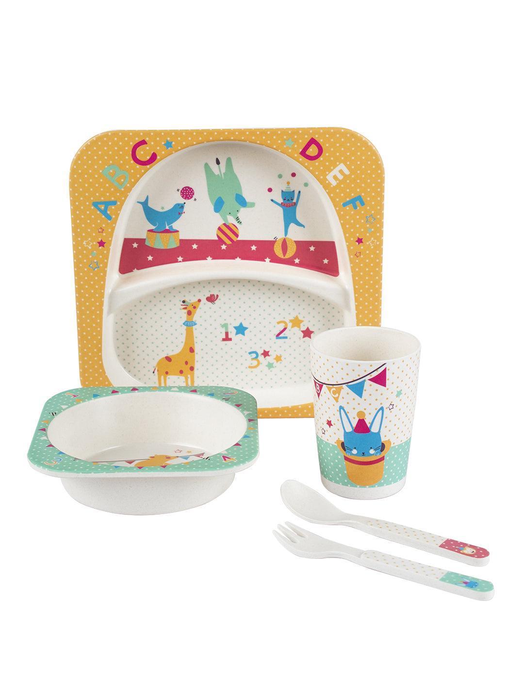 Market99 Children'S Pastel Dinner Set 1 Plate, 1 Bowl, 1 Tumbler, 1 Fork & 1 Spoon - MARKET 99