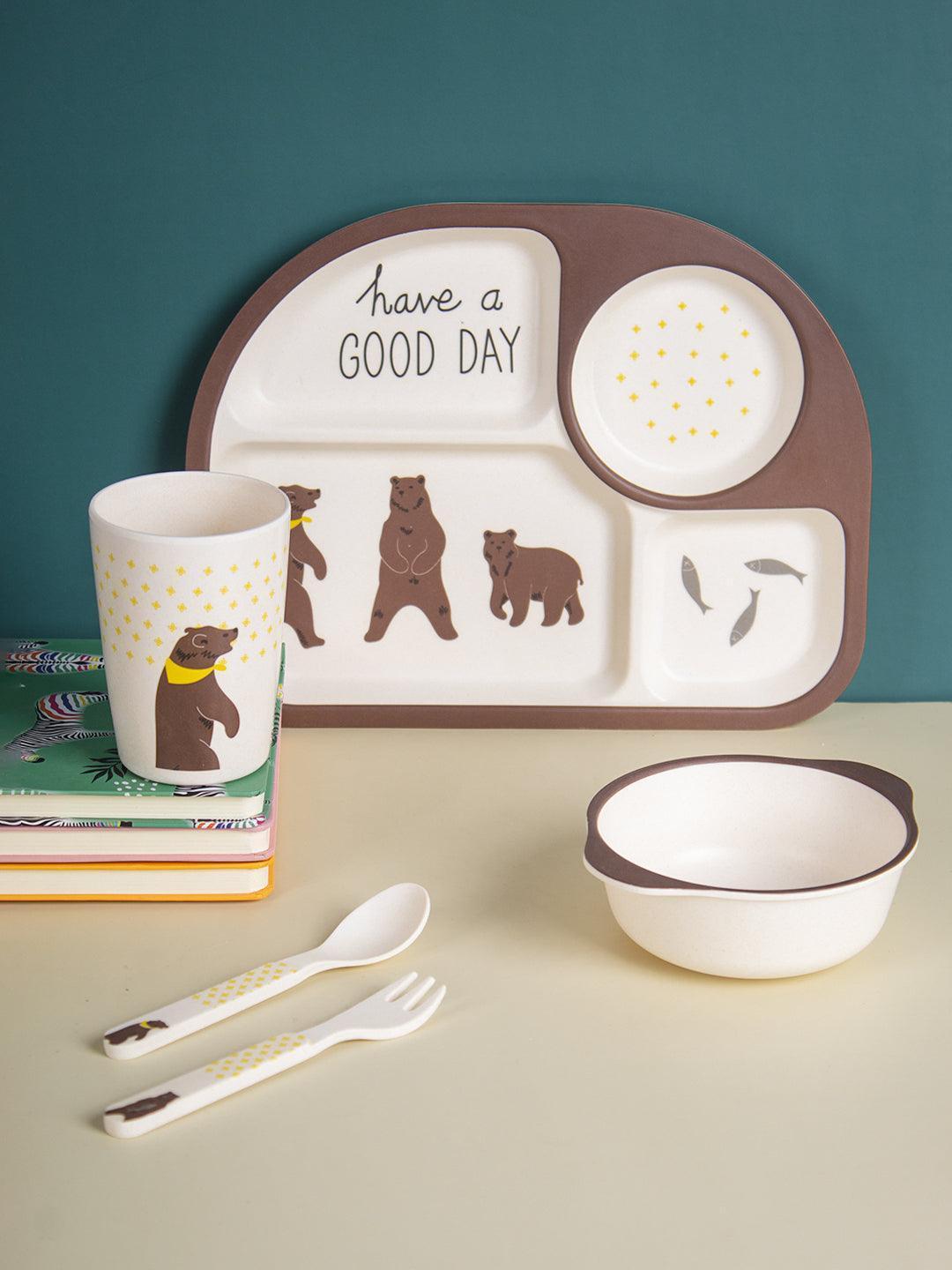 Market99 Children'S Pastel Dinner Set 1 Plate, 1 Bowl, 1 Tumbler, 1 Fork & 1 Spoon - MARKET 99