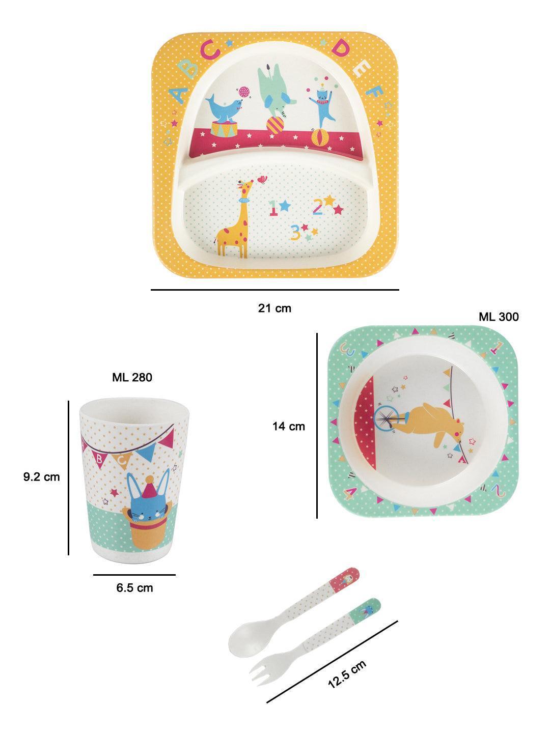 Market99 Children'S Pastel Dinner Set 1 Plate, 1 Bowl, 1 Tumbler, 1 Fork & 1 Spoon - MARKET 99