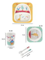 Market99 Children'S Pastel Dinner Set 1 Plate, 1 Bowl, 1 Tumbler, 1 Fork & 1 Spoon - MARKET 99