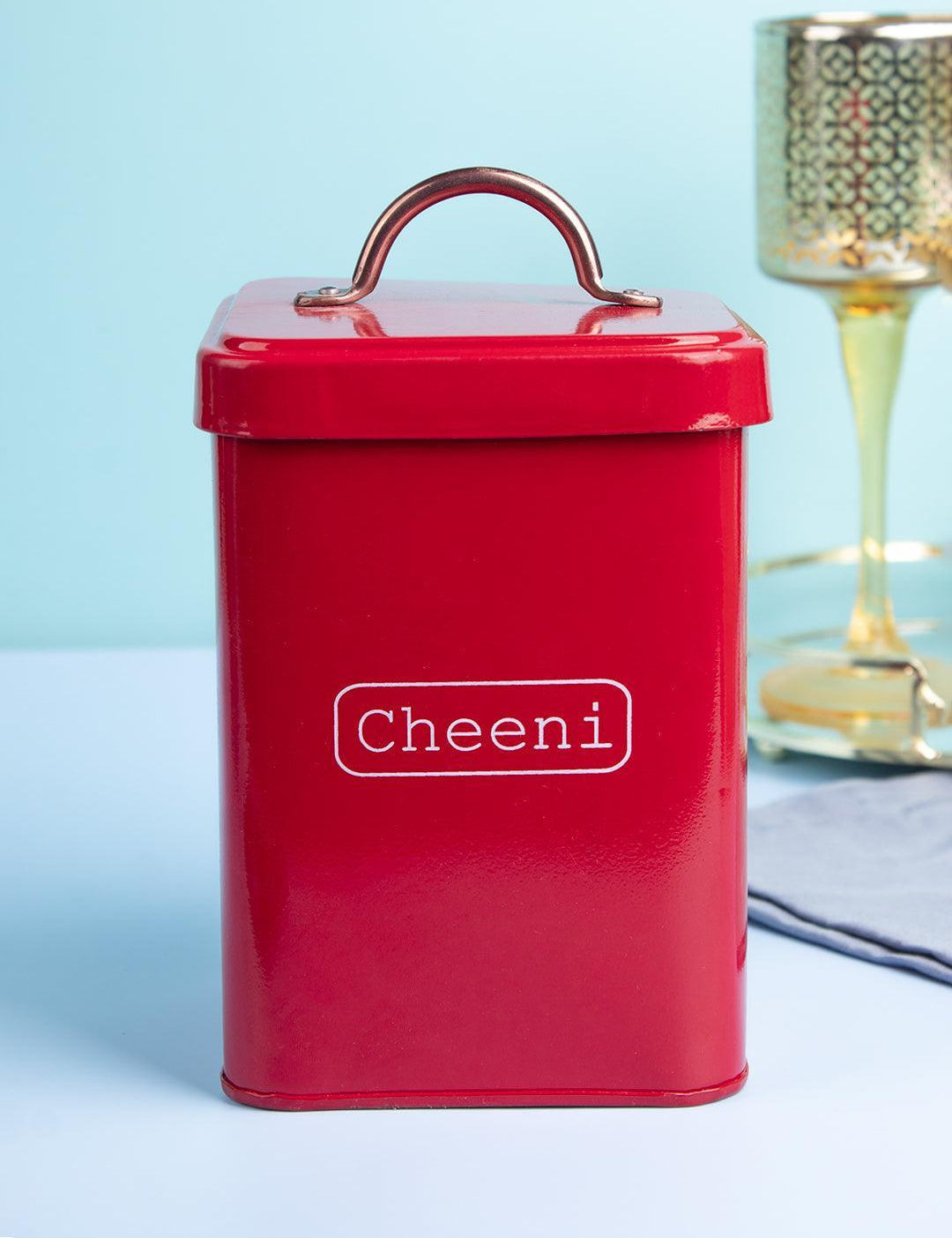 Market99 Chini Jar, Kitchen Decorative, Countertop Metal Storage Jar, Red, Mild Steel - MARKET 99