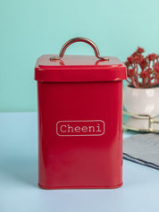 Market99 Chini Jar, Kitchen Decorative, Countertop Metal Storage Jar, Red, Mild Steel - MARKET 99