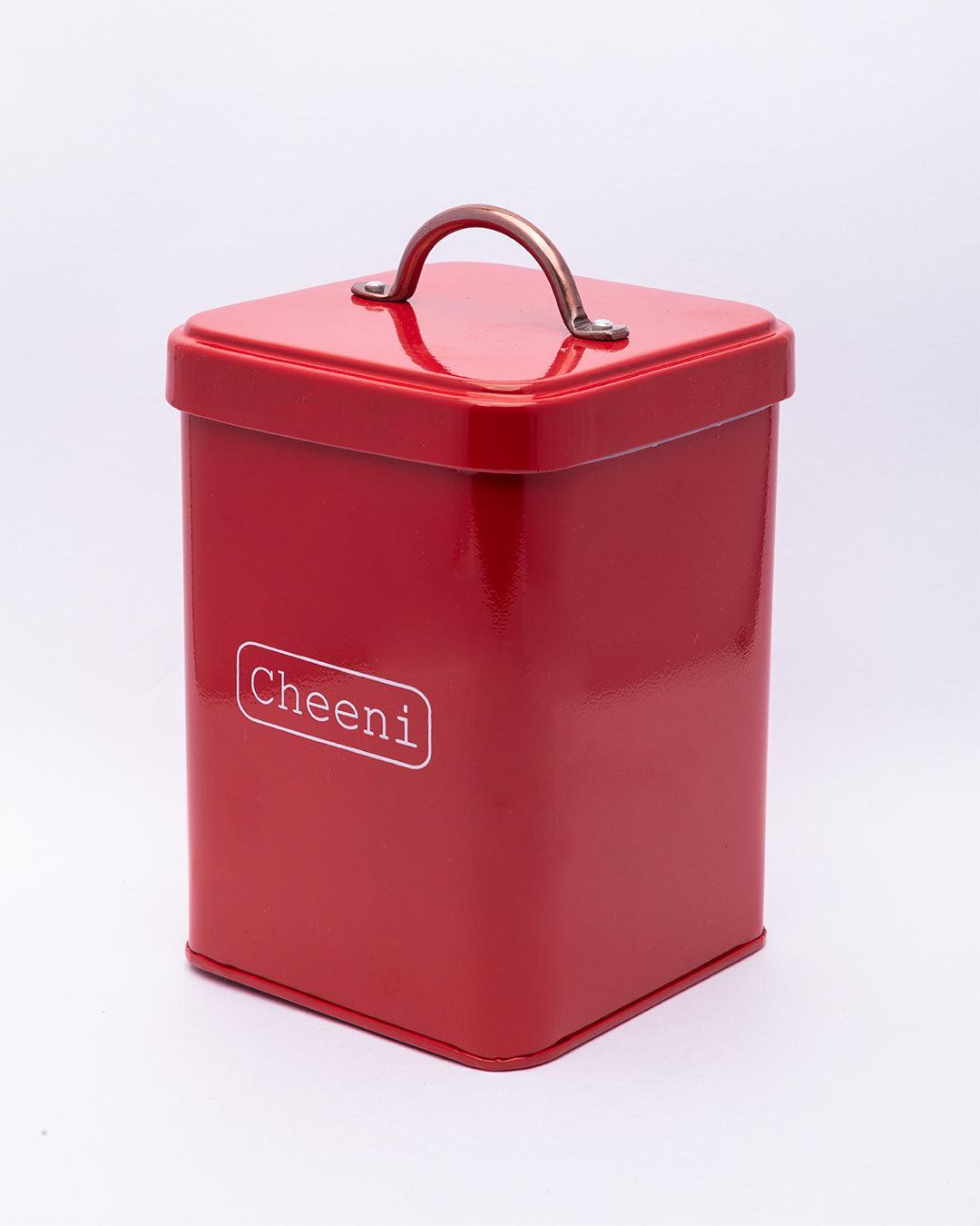 Market99 Chini Jar, Kitchen Decorative, Countertop Metal Storage Jar, Red, Mild Steel - MARKET 99
