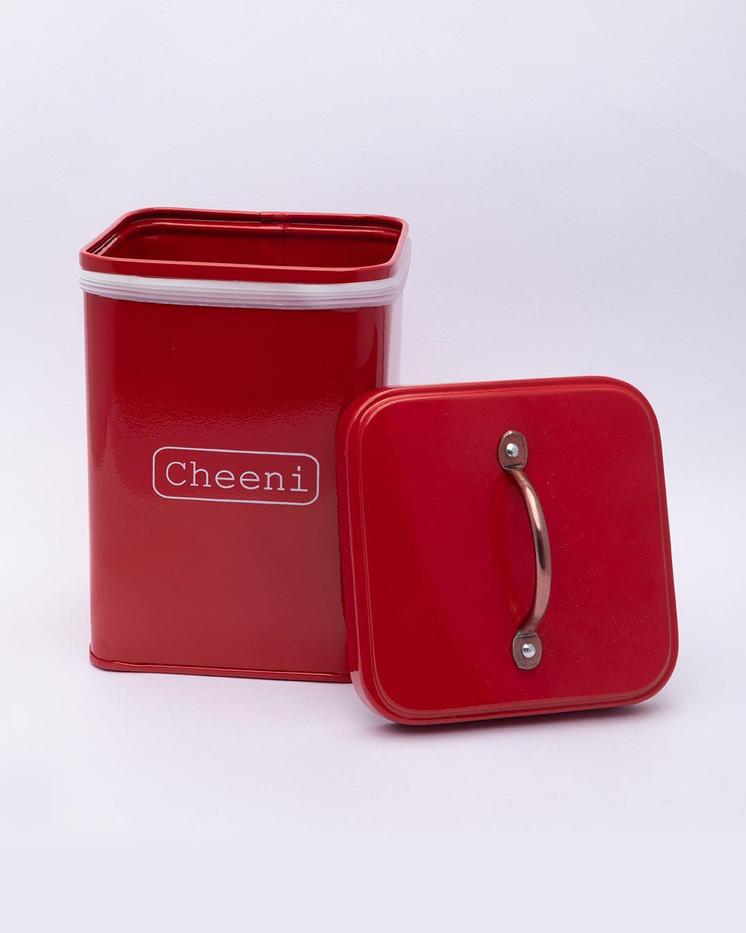 Market99 Chini Jar, Kitchen Decorative, Countertop Metal Storage Jar, Red, Mild Steel - MARKET 99