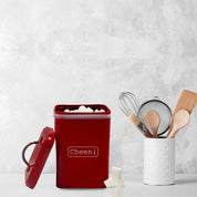 Market99 Chini Jar, Kitchen Decorative, Countertop Metal Storage Jar, Red, Mild Steel - MARKET 99