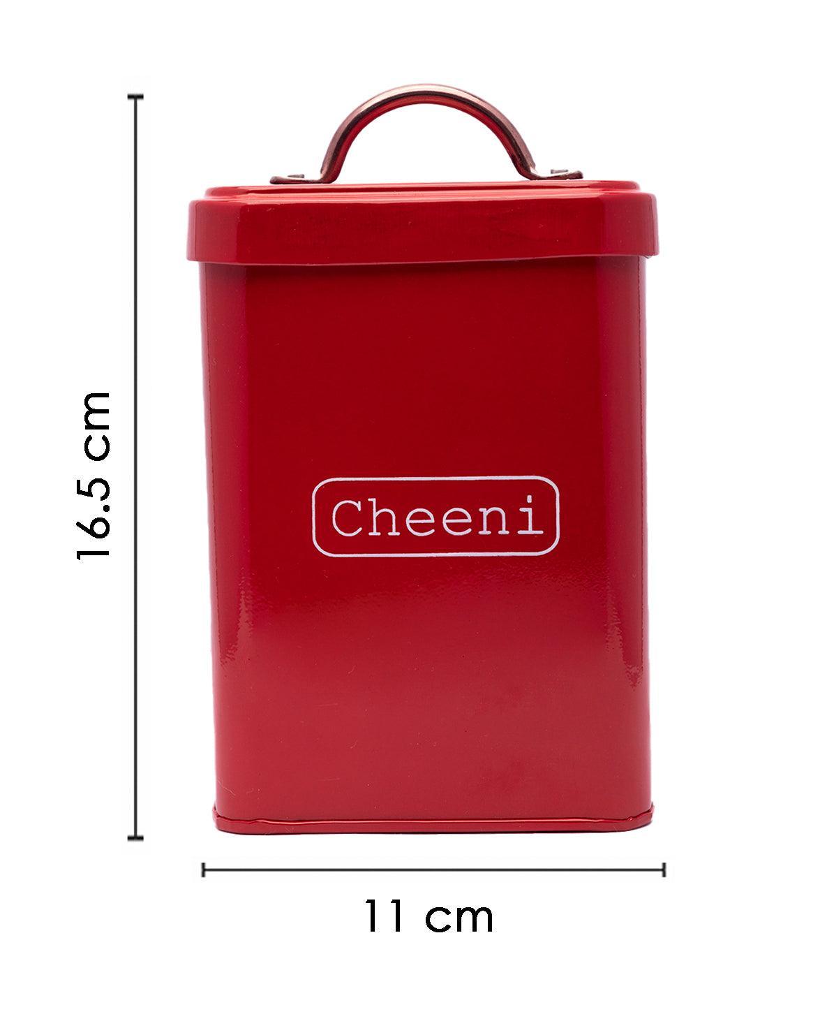 Market99 Chini Jar, Kitchen Decorative, Countertop Metal Storage Jar, Red, Mild Steel - MARKET 99