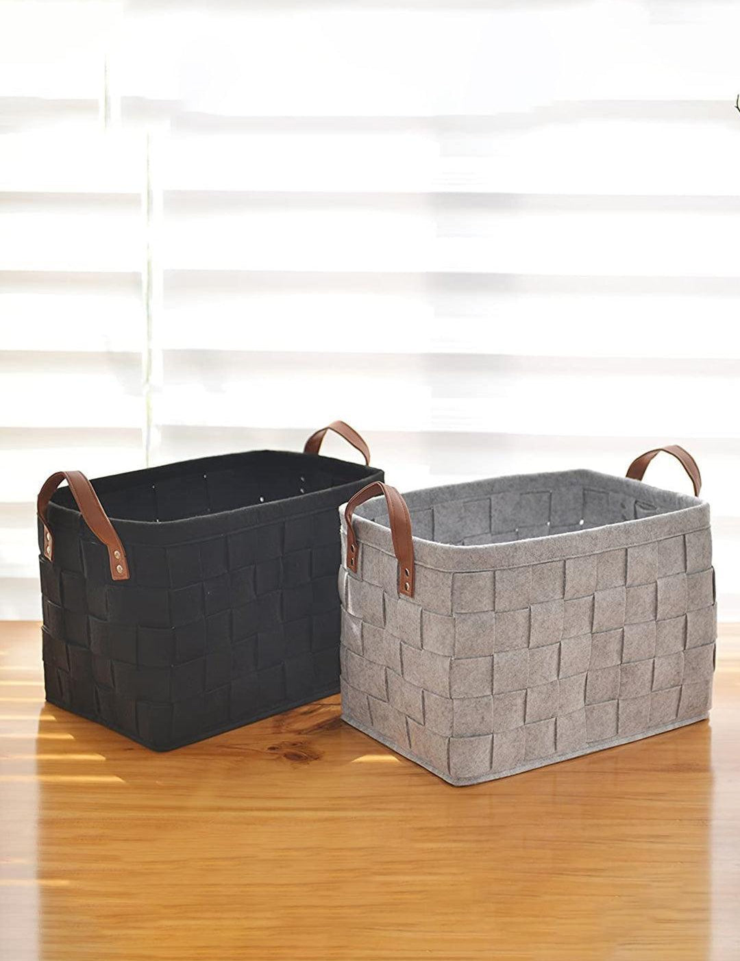 Market99 Felt Fabric Storage Basket Organizer Boxes (25 Litre) - 41X28X22Cm - MARKET 99