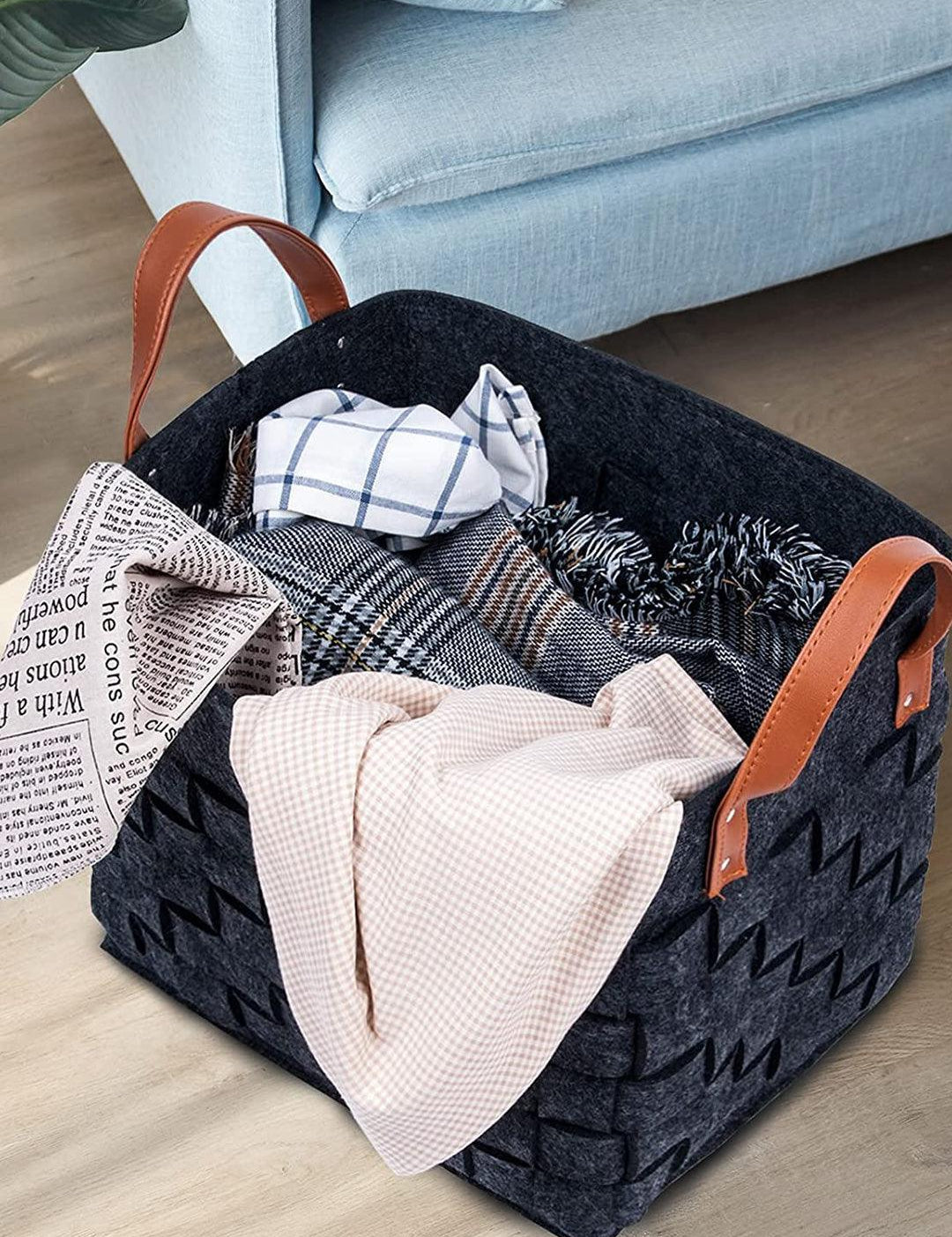 Market99 Felt Fabric Storage Basket Organizer Boxes (25 Litre) - 41X28X22Cm - MARKET 99