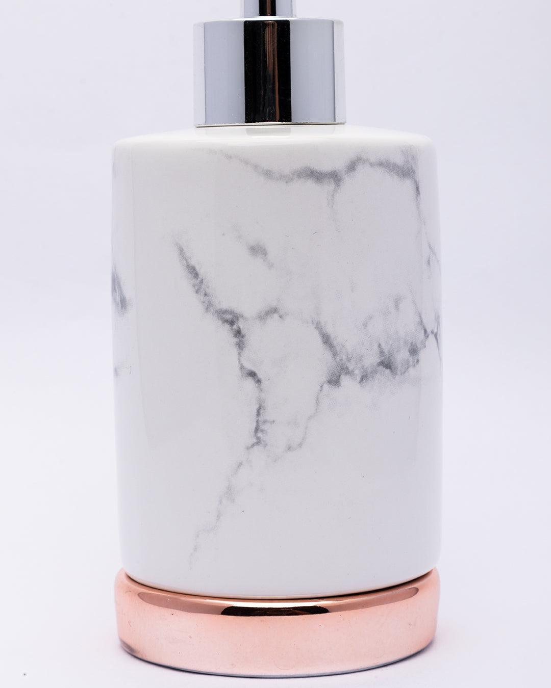 Market99 Handcrafted Dispenser, Rust Proof Chrome Finish Pump, for Dish Soap, Hand Sanitizer, & Liquid Soap, White, Ceramic, 230 mL - MARKET 99