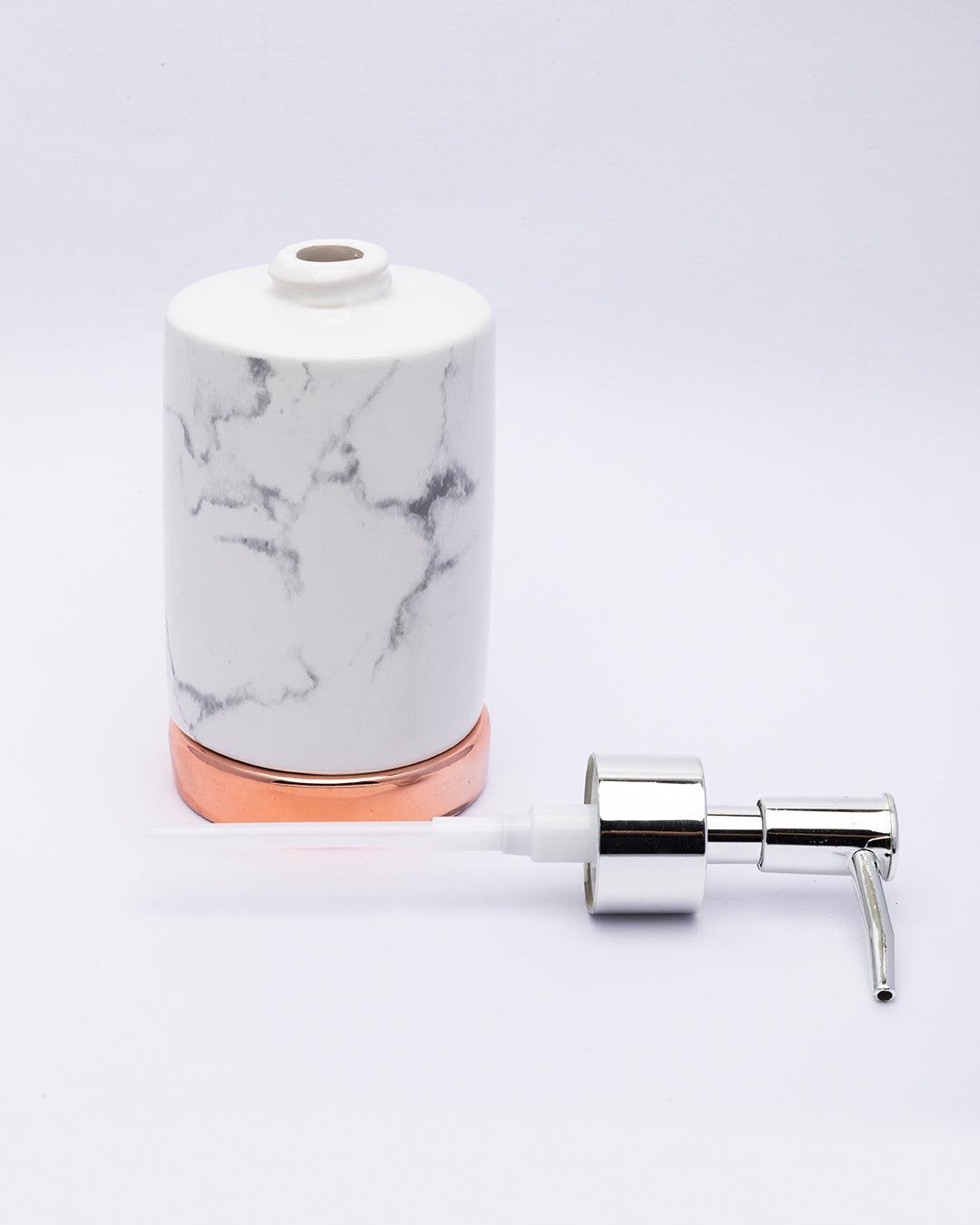 Market99 Handcrafted Dispenser, Rust Proof Chrome Finish Pump, for Dish Soap, Hand Sanitizer, & Liquid Soap, White, Ceramic, 230 mL - MARKET 99