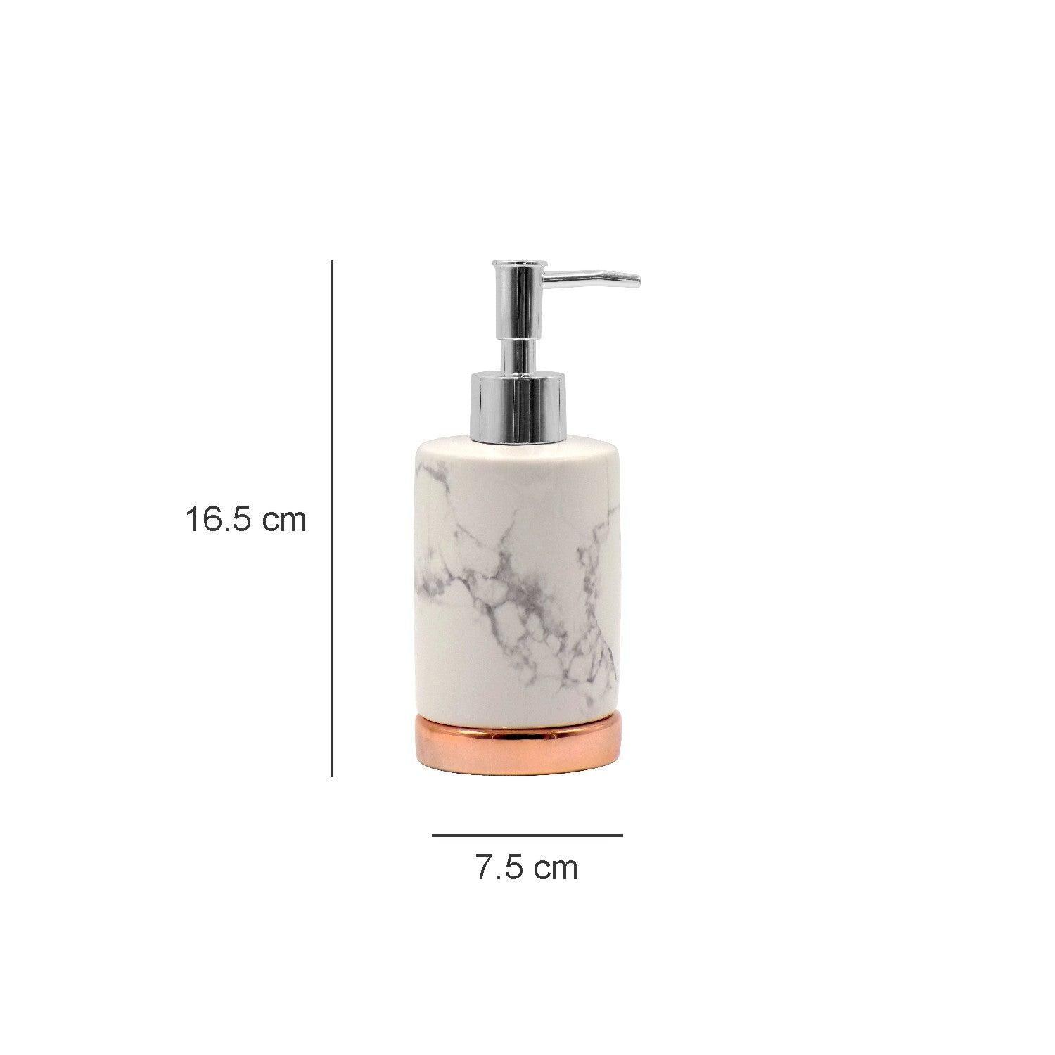 Market99 Handcrafted Dispenser, Rust Proof Chrome Finish Pump, for Dish Soap, Hand Sanitizer, & Liquid Soap, White, Ceramic, 230 mL - MARKET 99