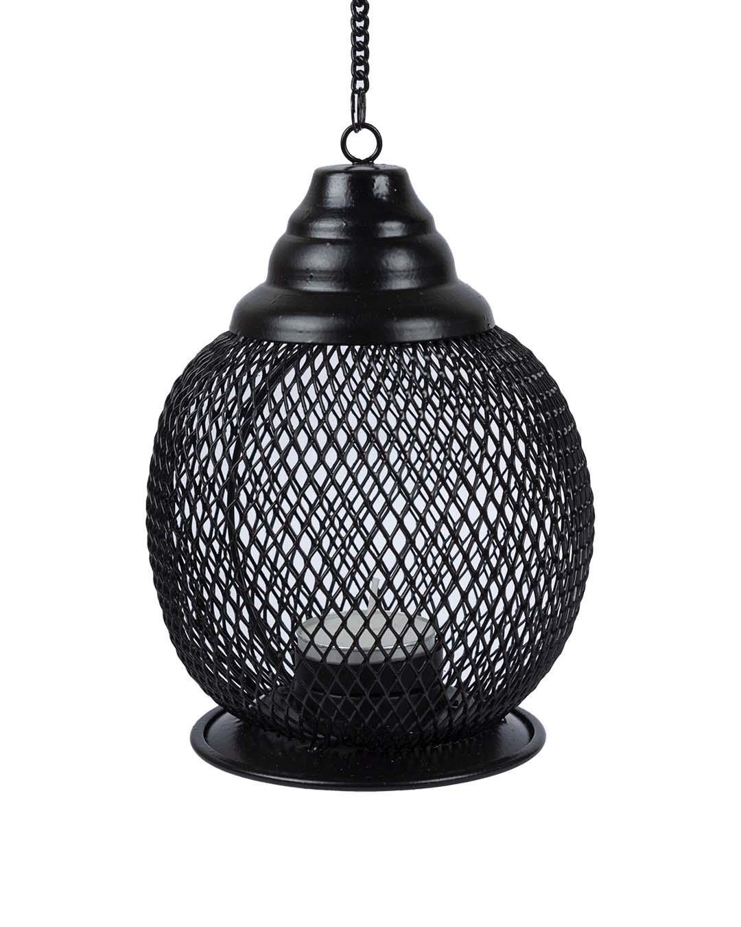 Market99 Hanging T-Light Holder, Diwali Decor, Black, Iron - MARKET 99