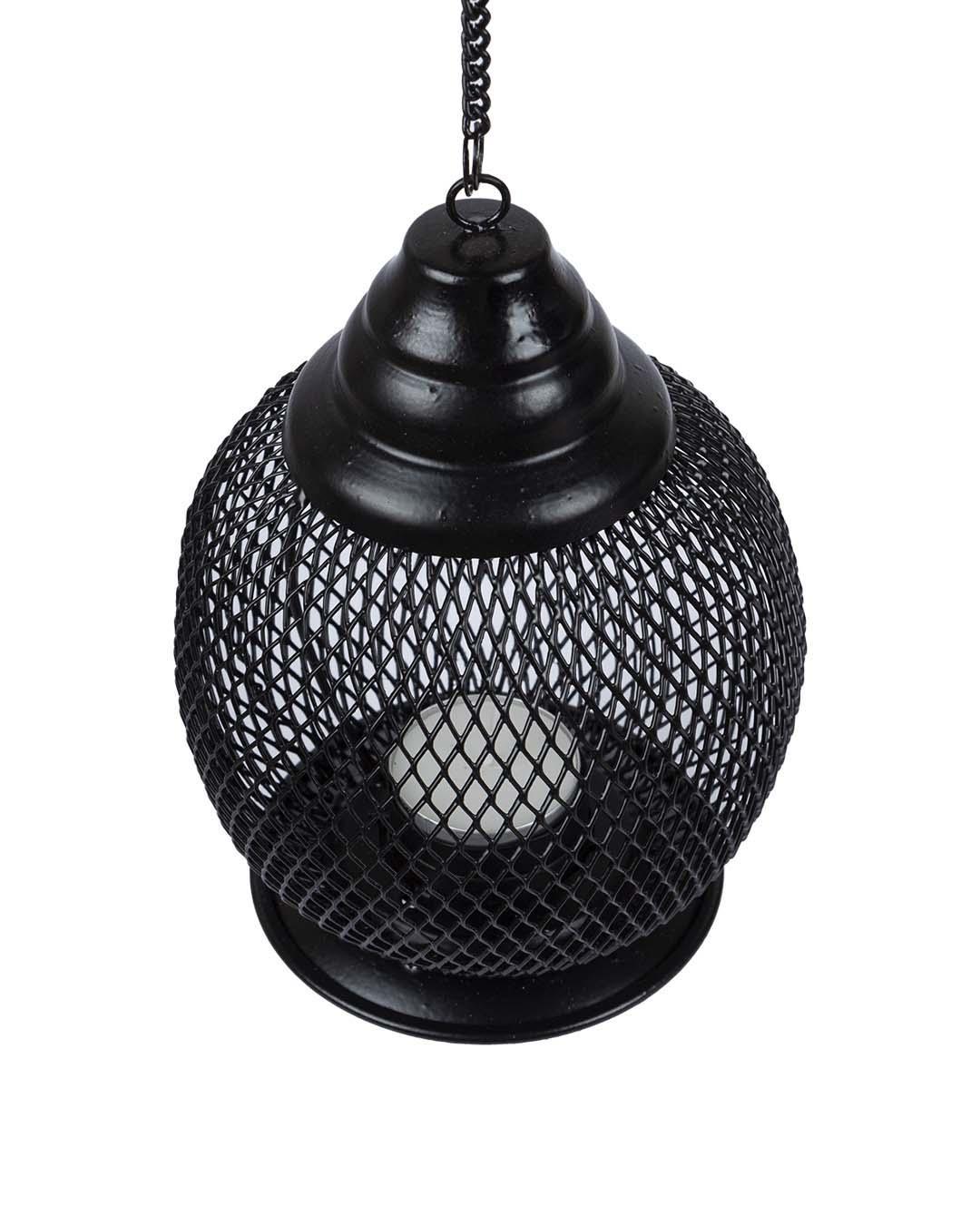 Market99 Hanging T-Light Holder, Diwali Decor, Black, Iron - MARKET 99