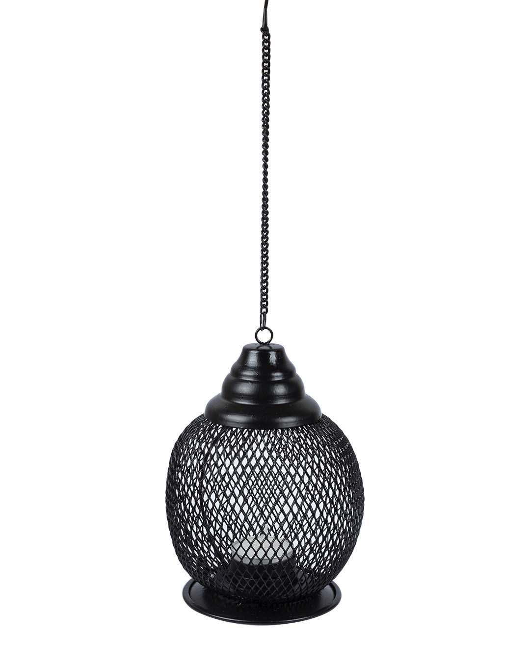 Market99 Hanging T-Light Holder, Diwali Decor, Black, Iron - MARKET 99