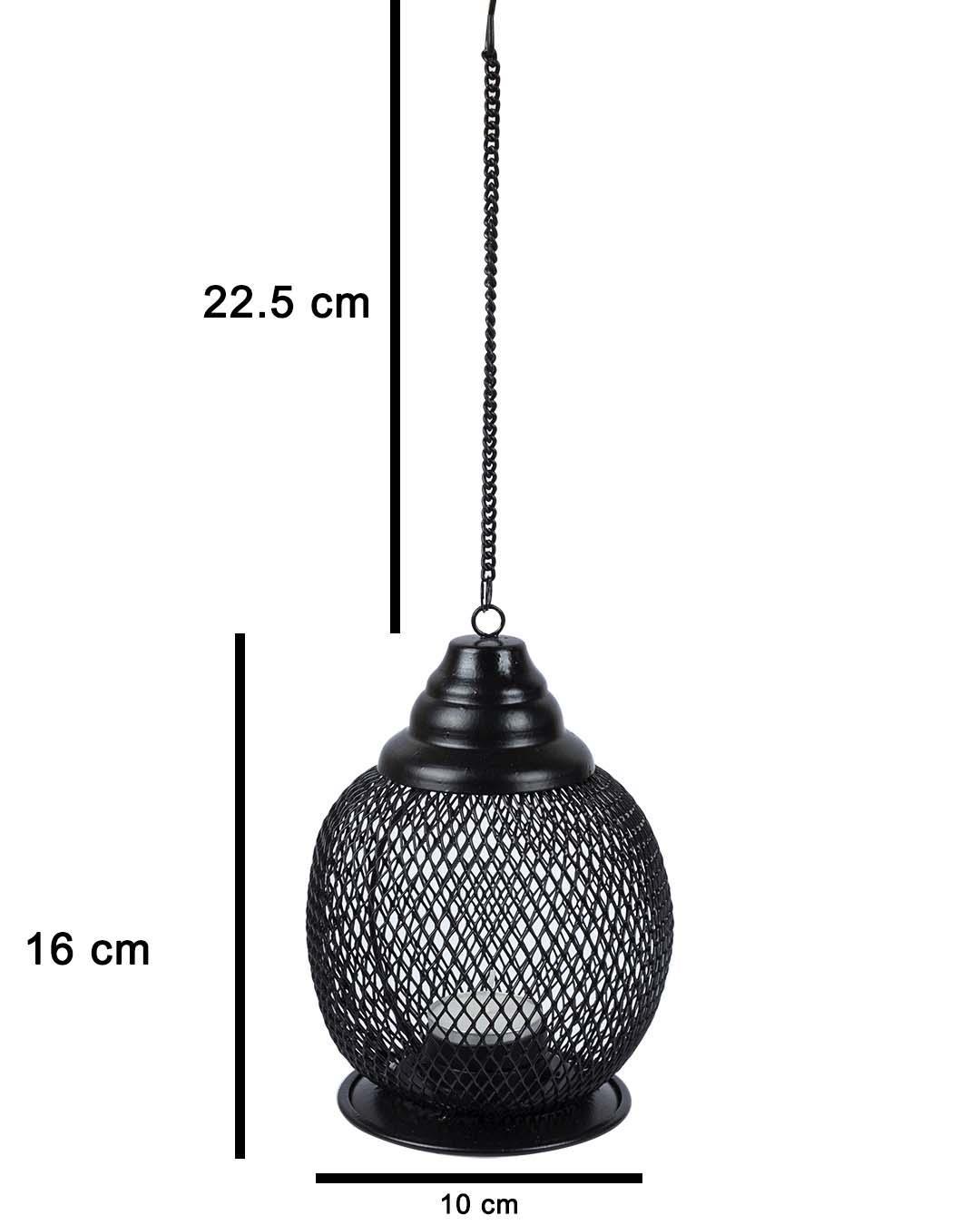 Market99 Hanging T-Light Holder, Diwali Decor, Black, Iron - MARKET 99