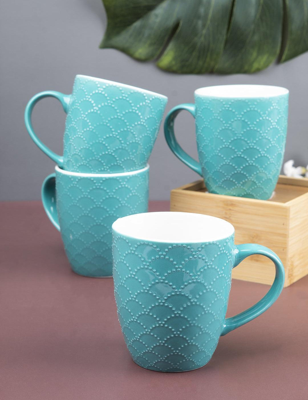 Market99 Honey Embossed Tea & Coffee Mug - Set of 4, 24mL - MARKET 99