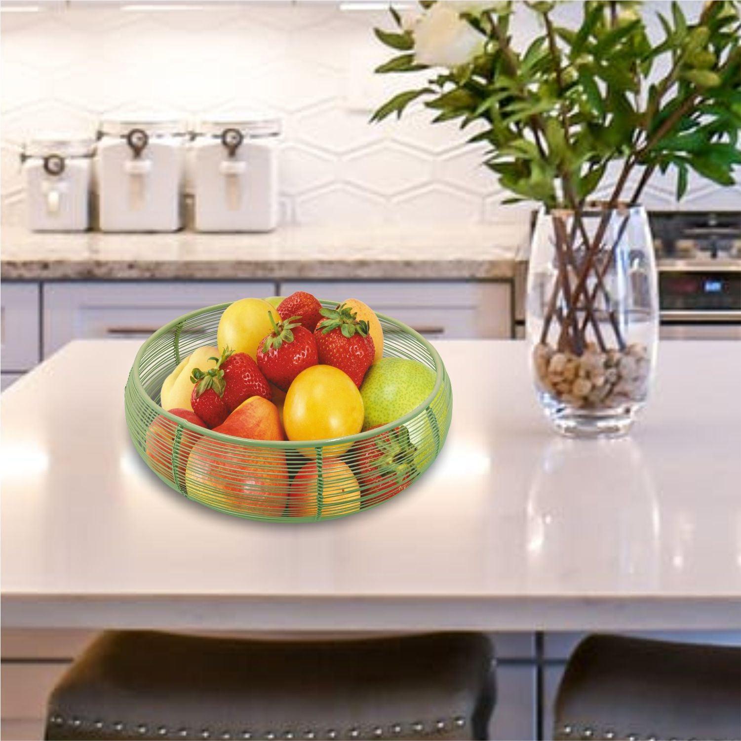 Market99 Metal Wire Countertop Fruit Bowl, Basket Holder Stand, For Home & Kitchen, Green Colour, Iron - MARKET 99