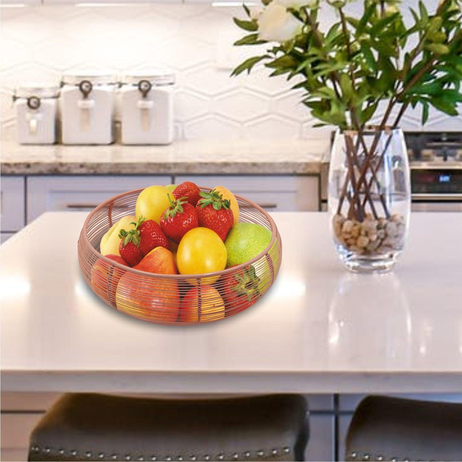 Market99 Metal Wire Countertop Fruit Bowl, Basket Holder Stand, For Home & Kitchen, Peach Colour, Iron - MARKET 99