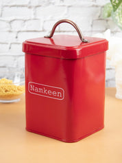 Market99 Namkeen Jar, Kitchen Decorative, Countertop Metal Storage Jar, Red, Mild Steel - MARKET 99