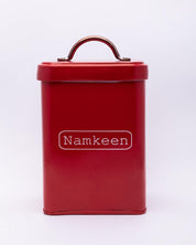 Market99 Namkeen Jar, Kitchen Decorative, Countertop Metal Storage Jar, Red, Mild Steel - MARKET 99