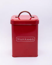Market99 Namkeen Jar, Kitchen Decorative, Countertop Metal Storage Jar, Red, Mild Steel - MARKET 99