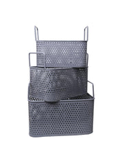 Market99 Plain Grey Metal Basket, Set Of 3 Pcs - MARKET 99