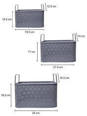 Market99 Plain Grey Metal Basket, Set Of 3 Pcs - MARKET 99