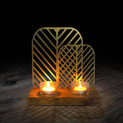 Market99 T-Light Holder, Decorative T-Light Holder, Wired with Glass Table, Black, Iron & MDF - MARKET 99