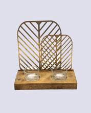 Market99 T-Light Holder, Decorative T-Light Holder, Wired with Glass Table, Black, Iron & MDF - MARKET 99