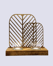 Market99 T-Light Holder, Decorative T-Light Holder, Wired with Glass Table, Black, Iron & MDF - MARKET 99