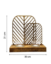 Market99 T-Light Holder, Decorative T-Light Holder, Wired with Glass Table, Black, Iron & MDF - MARKET 99