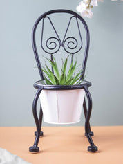 Market99 Table Planter, Chair Shaped, Decorative, Home & Office Decor, White, Iron - MARKET 99