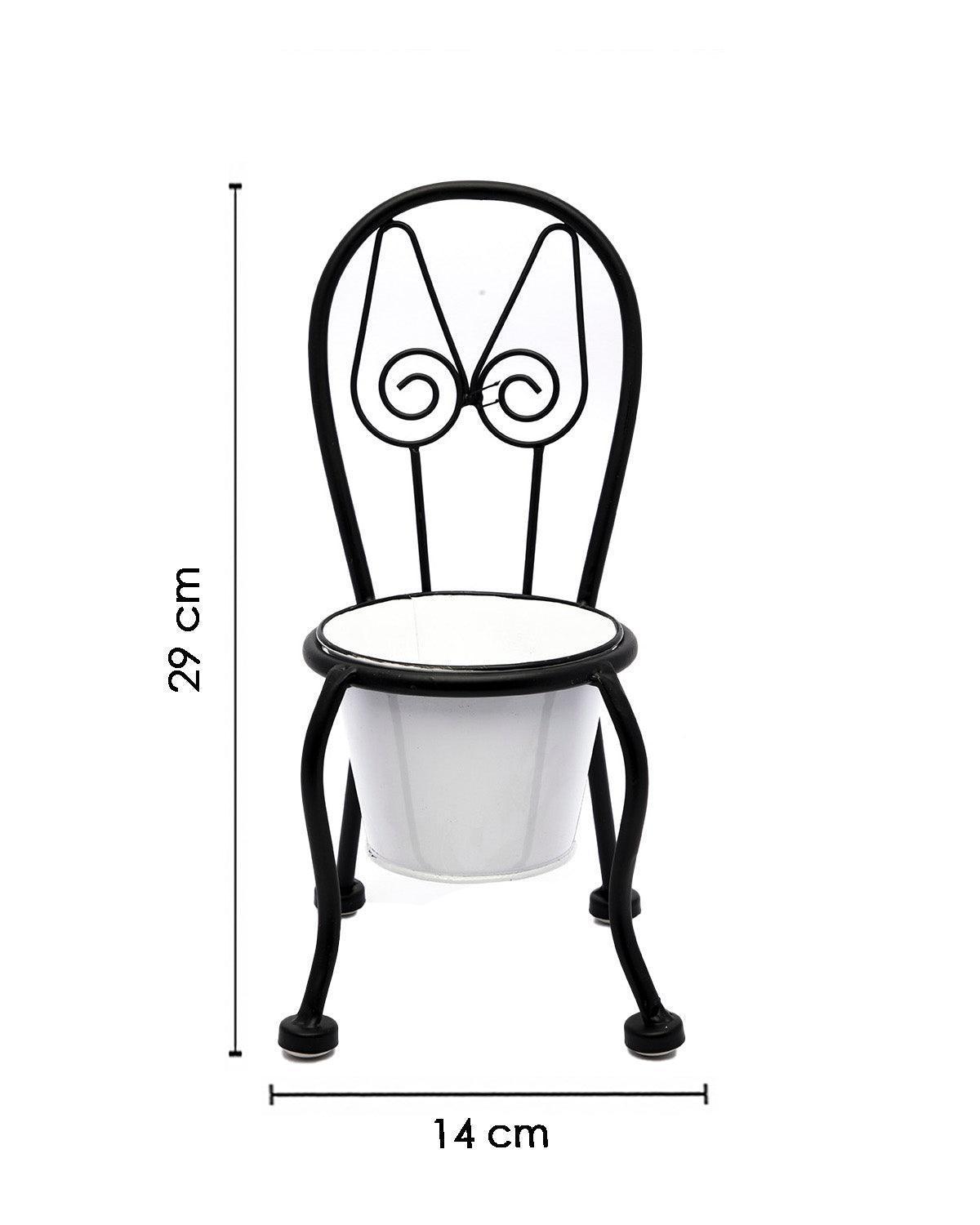 Market99 Table Planter, Chair Shaped, Decorative, Home & Office Decor, White, Iron - MARKET 99