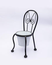 Market99 Table Planter, Chair Shaped, Decorative, Home & Office Decor, White, Iron - MARKET 99