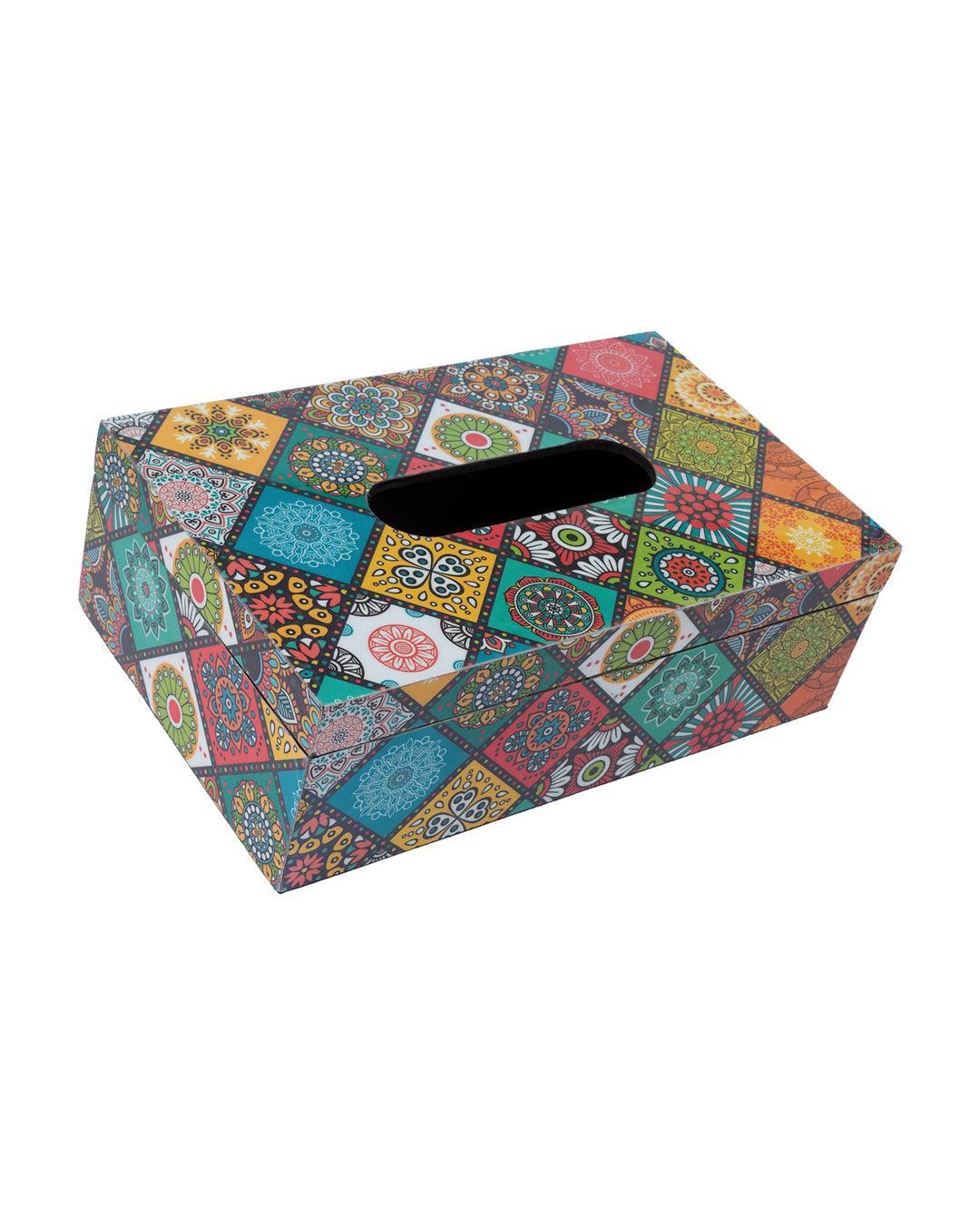 Market99 Tissue Box, Multiple Style Print, Multicolour, MDF - MARKET 99