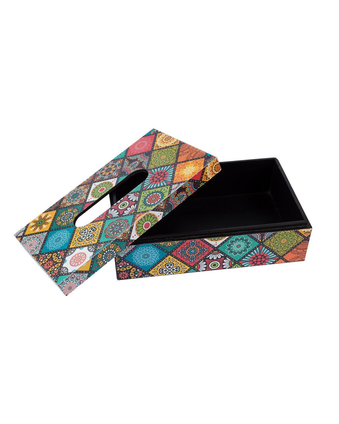 Market99 Tissue Box, Multiple Style Print, Multicolour, MDF - MARKET 99