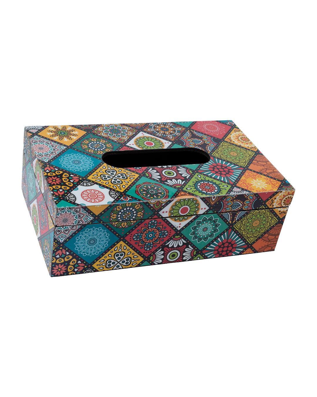 Market99 Tissue Box, Multiple Style Print, Multicolour, MDF - MARKET 99