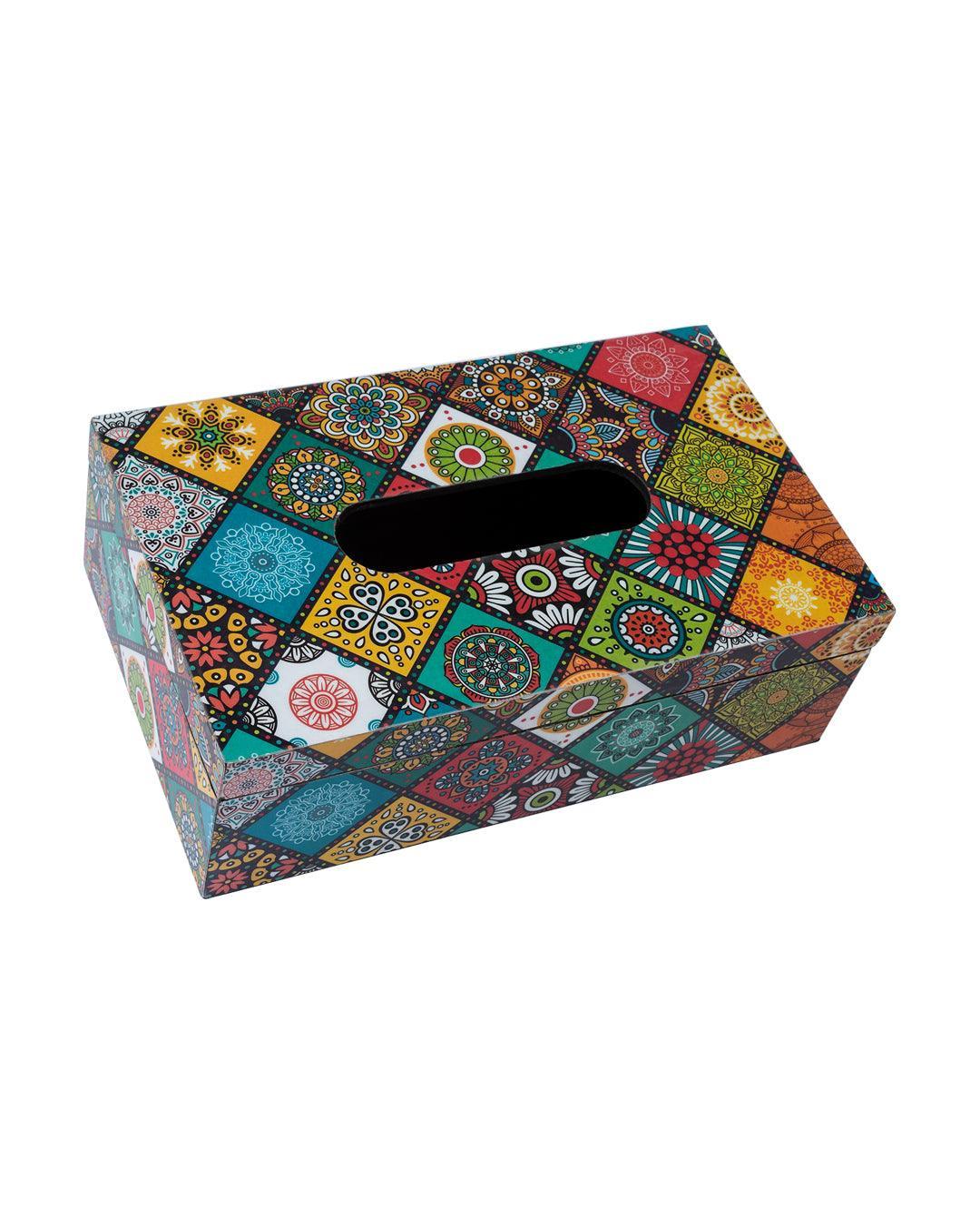 Market99 Tissue Box, Multiple Style Print, Multicolour, MDF - MARKET 99