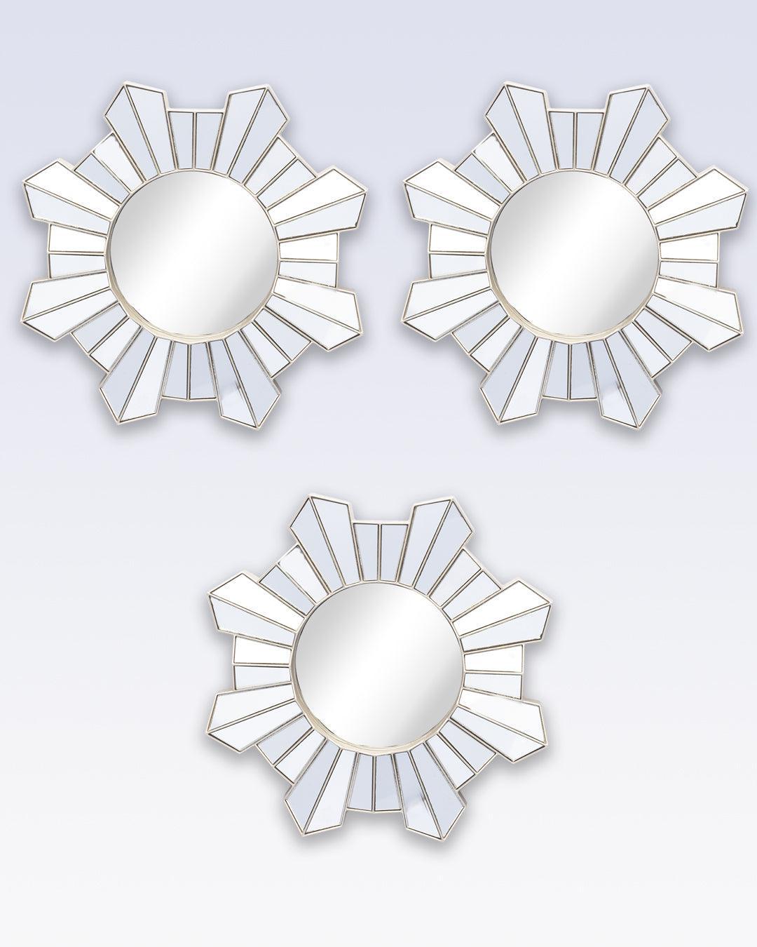 Market99 Wall Mirror, Wall Décor, Antique Finish, Champagne Colour, Plastic, Set of 3 - MARKET 99