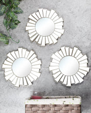 Market99 Wall Mirror, Wall Décor, Antique Finish, Natural Colour, Plastic, Set of 3 - MARKET 99