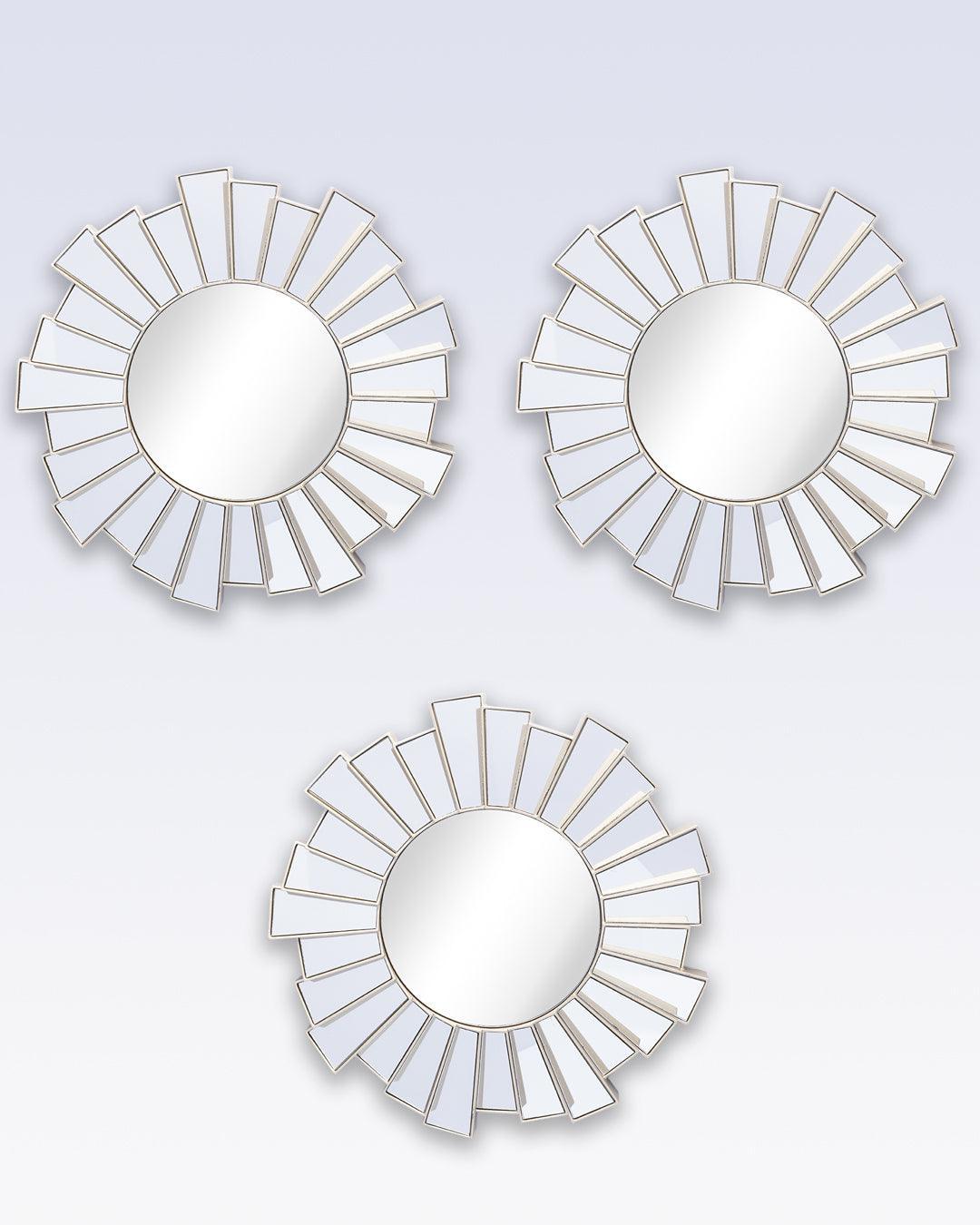 Market99 Wall Mirror, Wall Décor, Antique Finish, Natural Colour, Plastic, Set of 3 - MARKET 99