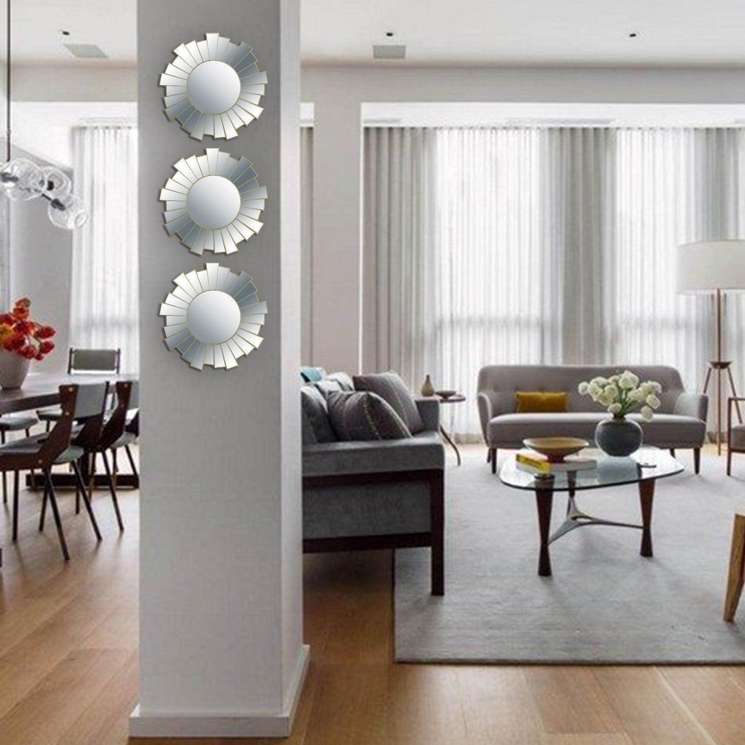 Market99 Wall Mirror, Wall Décor, Antique Finish, Natural Colour, Plastic, Set of 3 - MARKET 99