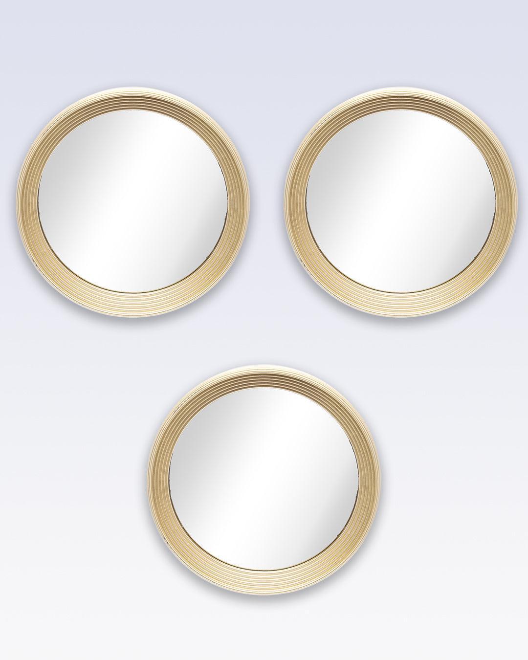 Market99 Wall Mirror, Wall Décor, Champagne Colour, Plastic, Set of 3 - MARKET 99