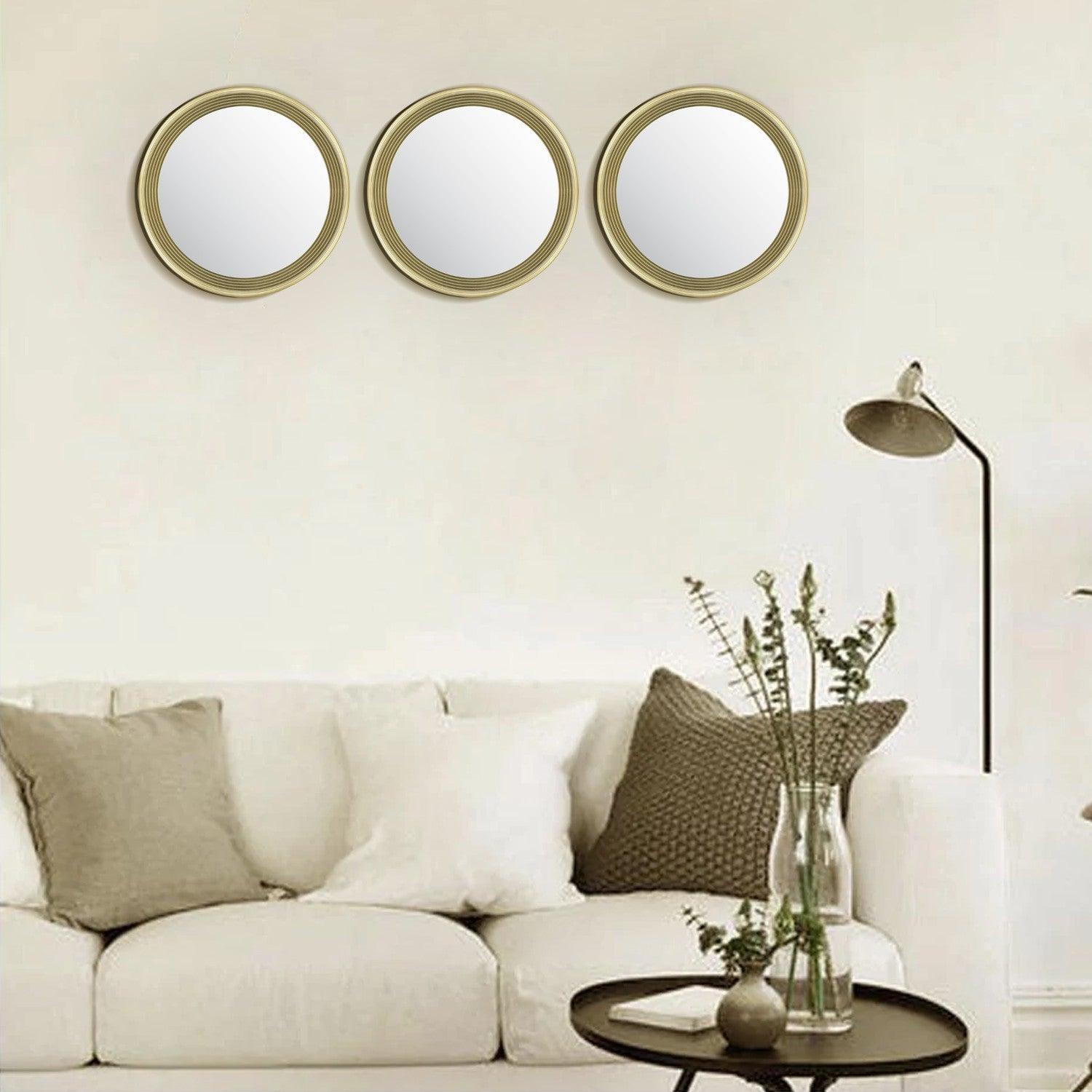 Market99 Wall Mirror, Wall Décor, Champagne Colour, Plastic, Set of 3 - MARKET 99