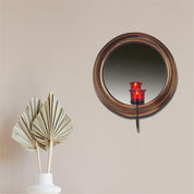Market99 Wall Sconce T-Light Candle Holder, Votive Holder With Mirror, Metal Frame, Red Votive, Copper Finish, Mild Steel - MARKET 99