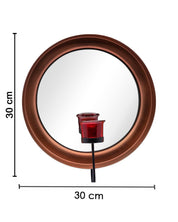 Market99 Wall Sconce T-Light Candle Holder, Votive Holder With Mirror, Metal Frame, Red Votive, Copper Finish, Mild Steel - MARKET 99