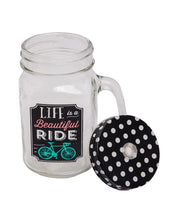Mason Jar, with Straw & Lid, Black, Glass, 450 mL - MARKET 99