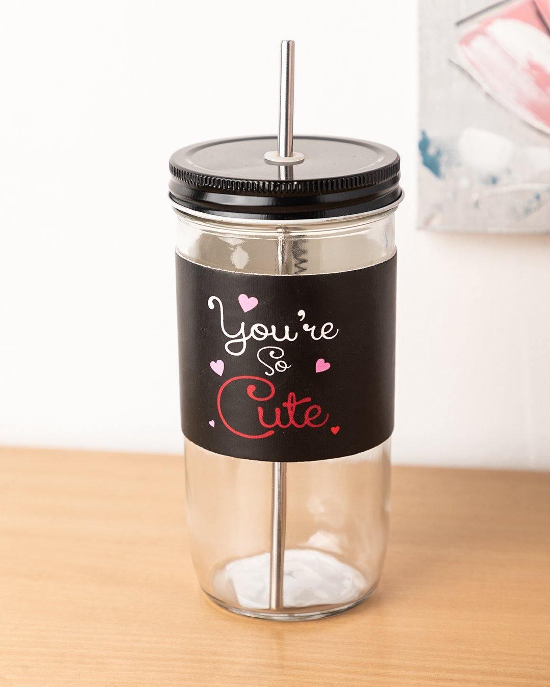 Lid and straw jar.// cute glass jars