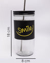 Mason Jar, with Straw & Lid, Black, Glass, 600 mL - MARKET 99